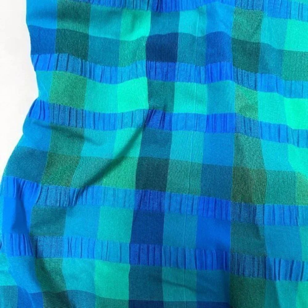 1980's Gold Coast One piece‎ Swim suit w/ blue amd green checks Sz 12